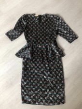 Anne Brooks Vintage Peplum Floral Print Dress Size 10 Petite