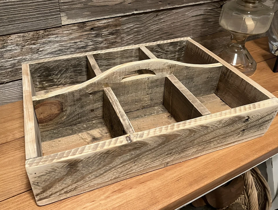 Деревенский деревянный декор для переноски контейнеров садовая сумка с короткими ручками примитивный ящик для инструментов 6 секций - Изображение 4 из 4