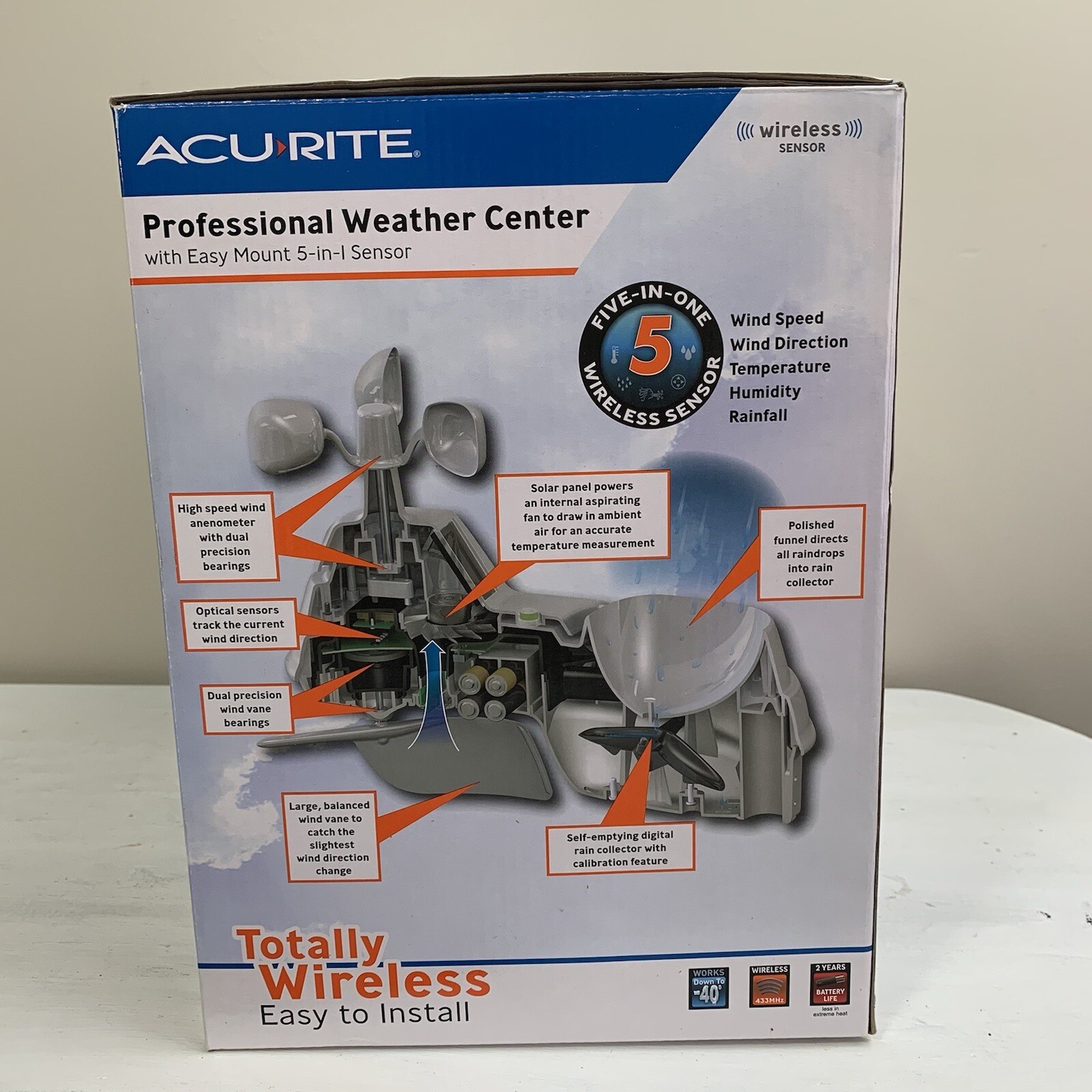 NIB Acu-Rite 5-in-1 Professional Weather Center Station 01035