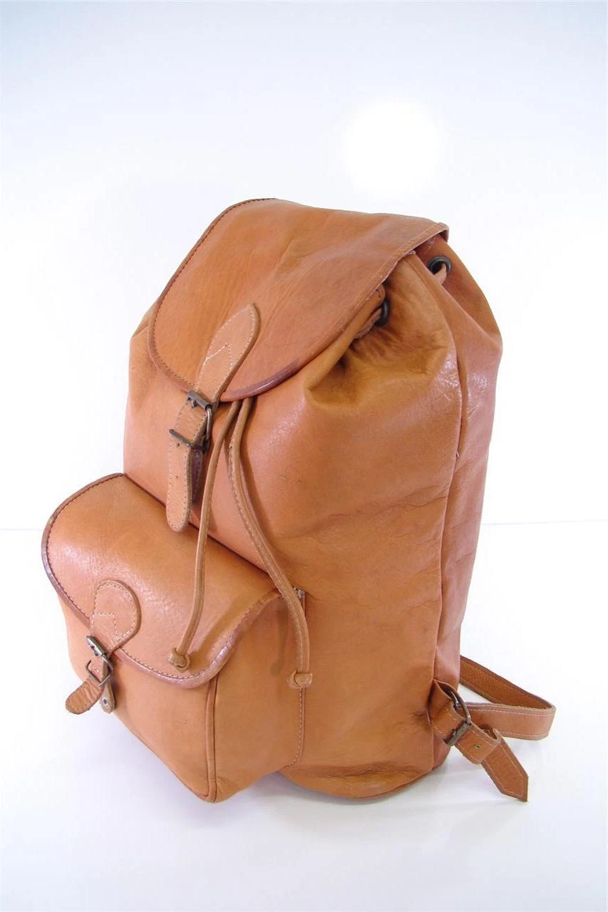 VINTAGE AUTHENTIC LEATHER WEATHERED LARGE BACKPACK PURSE BAG TRAVEL CARRY ON