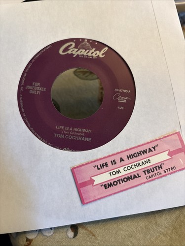 TOM COCHRANE 7" LIFE IS A HIGHWAY / EMOTIONAL TRUTH 45 Capitol 1991