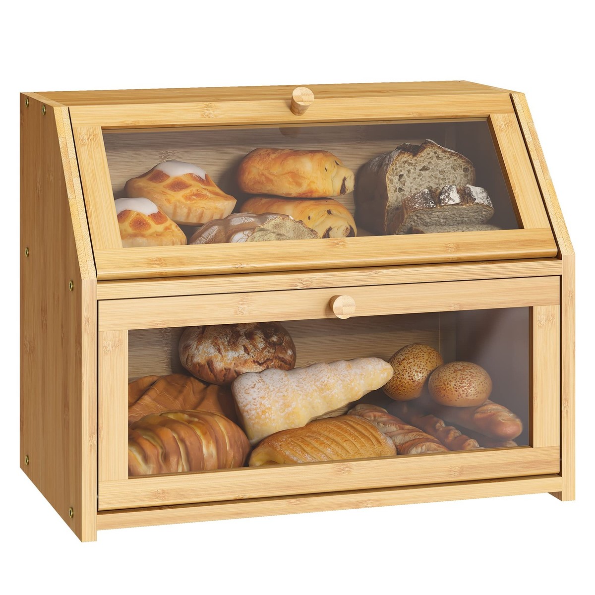 BMOSU Farmhouse Bread Box for Kitchen Countertop Bread Box Double