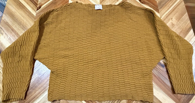Kerisma Ribbed Knit Sweater S/M Mustard Dolman Batwing Sleeve Oversized Boho 