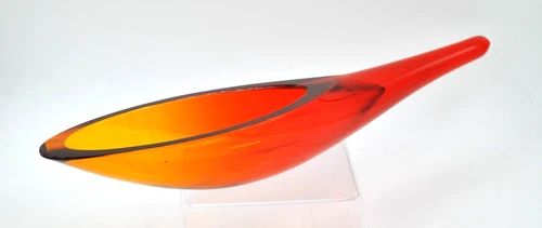 Vintage Blenko Glass Cornucopia Bowl - #964S - Tangerine