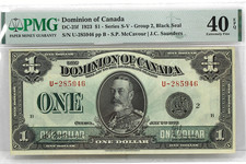 Dominion of Canada, 1923 $1 Series S-V Paper Money - PMG Graded XF40 EPQ !!