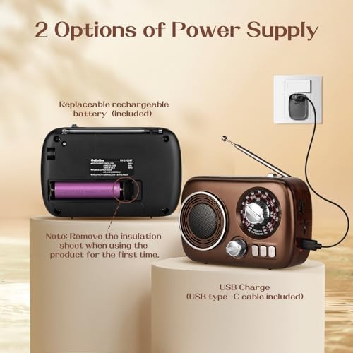 Portable Radio AM FM SW, Bluetooth Speaker Retro Radio, Support USB/TF - Bild 5 von 6