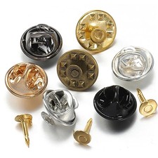 50pcs Metal Locking Pin Backs Brooch Badge Holders for DIY Jewelry UK
