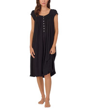 Nuevo con etiquetas $70 Eileen West NEGRO Modal/Spandex Manga Gorra 42" Largo Vals Camisón Talla S