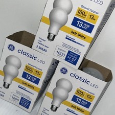 Lot Of 3 GE Classic Led Soft White 100w 1600 Lumens Frosted Dimmable/206d