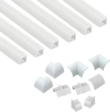 30Ft White Corner Cable Concealer Multipack, Floor Wire Hider, Quarter round Cor