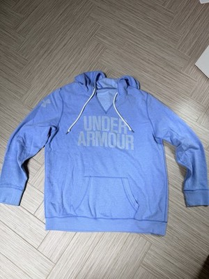 Under Armour Rival Women s L Blue Pullover Hoodie Logo Fleece Pouch Pocket