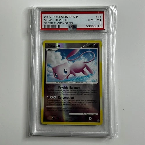 Mew Reverse Holo 15/132 Secret Wonders Pokemon PSA 8
