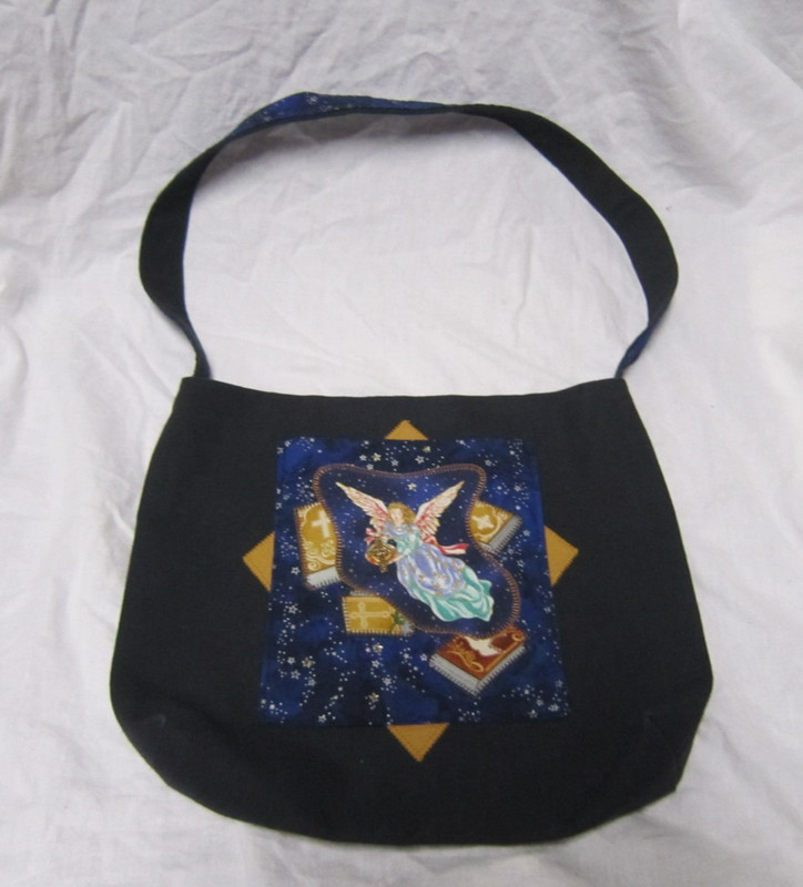 New Handmade tote bag Bible book angel patchwork embroidered fabric Christian
