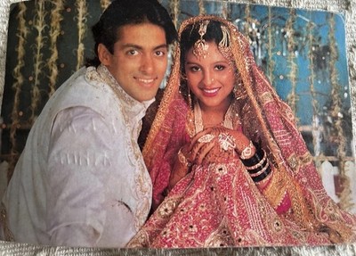 Vintage Bollywood Postkarte Salman Khan Chandni Sanam Bewafa 1991 Rubin Kalender