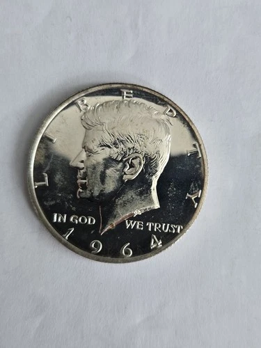 1964 Proof Kennedy Half Dollar Heavy Accented Hair Beautiful Example 90% Silver