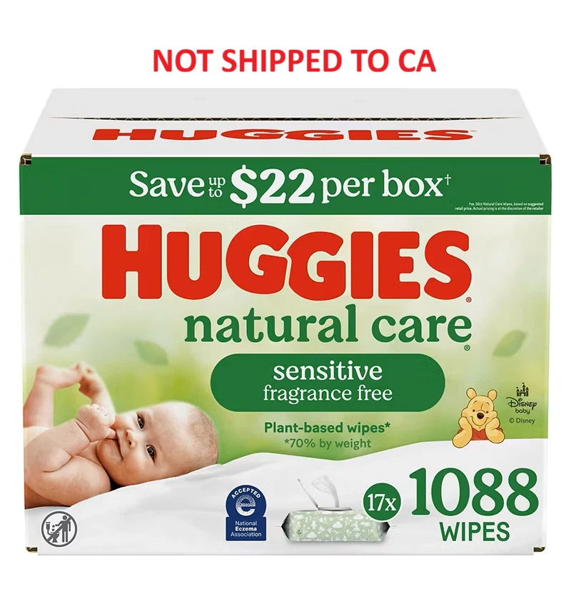 Huggies Natural Care Sensitive Baby Wipes Unscented 1088 Count 17 Flip Packs