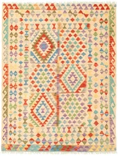 Vintage Hand Woven Traditional Kilim Rug 4'10" x 6'5" Oriental Wool Carpet