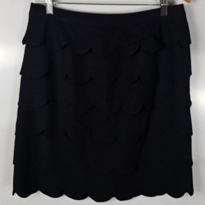 New Direction mini skirt size 8P black zip back scallop ruffles mermaid goth