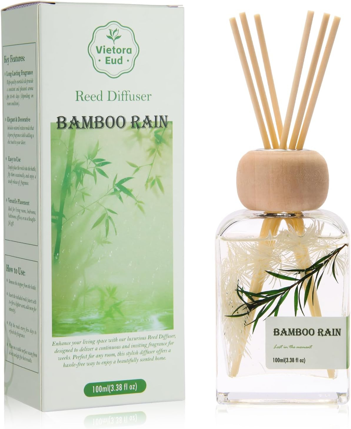 Reed Diffusers for Home, Bamboo Rain Scent 100Ml （3.38Oz） | Long-Lasting Natural