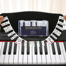 Premium Silicone Piano Keyboard Note Labels for Beginners, Removable Reusable