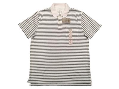 St. John's Bay Men's White Double Bar Striped 1/4 Button Down Polo
