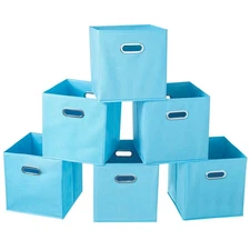 Set of 6 Fabric Cube Storage Bins Organizer with Handle for Home Bedroom Storage