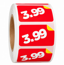  3.99 Pricing Stickers Red/Yellow 1.5" x 1" Retail Price Labels 1000 Count