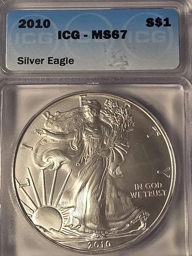 2010 Silver Eagle $1 Dollar 1oz ICG MS-67 .999 -MS-Brilliant Uncirculated-