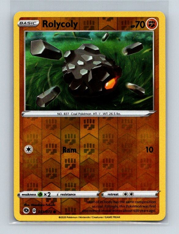 Rolycoly 31/73 Common Champion's Path Pokemon Reverse Holo Near Mint