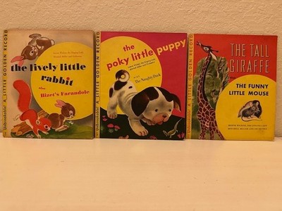 Lot Of 3 Vintage Golden Records 78 rpm Poky Little Puppy Lively Rabbit Tall Gira