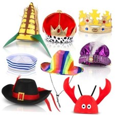 8 Assorted Funny Hats, Crazy Party Hats for Adult, Photo Booth Prop