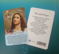 LAMINATED PRAYER CARD -SACRED HEART Prayer Embossed Medal