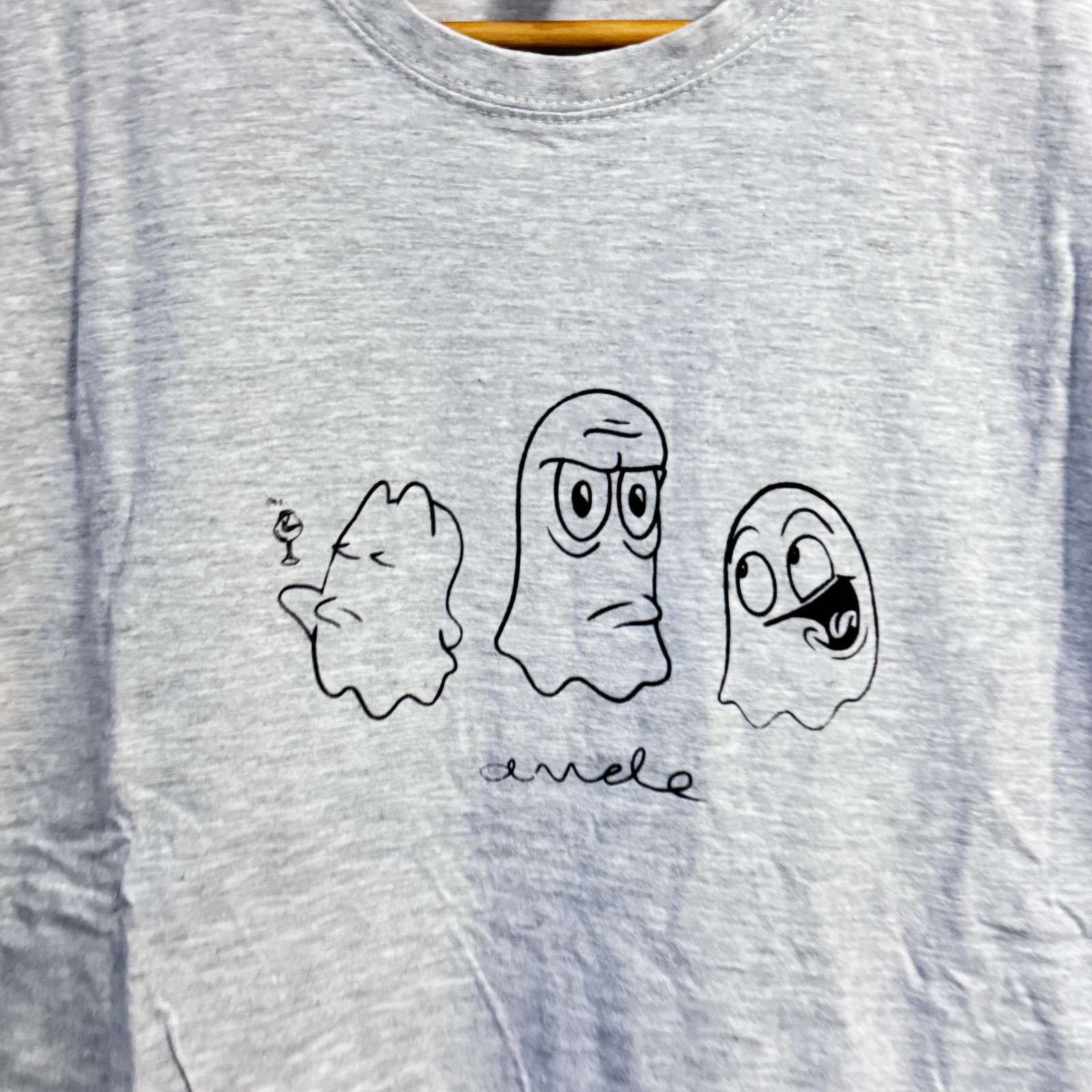 SOL'S Imperial Grey Graphic T-Shirt - "Ande" Cartoon Ghosts - Size S image 4