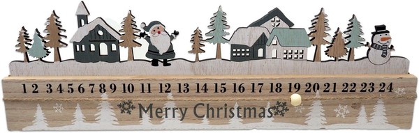 Adventskalender Mit Zahlen Deko Adventsleiste Holz Schneemann Weihnachtsmann-image