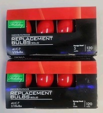 Red C7 Replacement Solid Red Bulbs Christmas Lights 8 Bulbs Total BRAND NEW L K