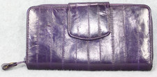 Lee Sands Purple Eel Skin Zip Around Checkbook Wallet 7.5 X 4 Vintage
