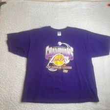 Vintage LA Lakers men's purple yellow nba tshirt champions 2002 xxl