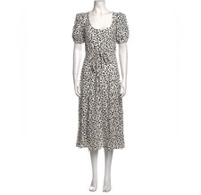Reformation Forrest Midi Dress in Ocelot 0 NWT Cream Black Animal Print Women