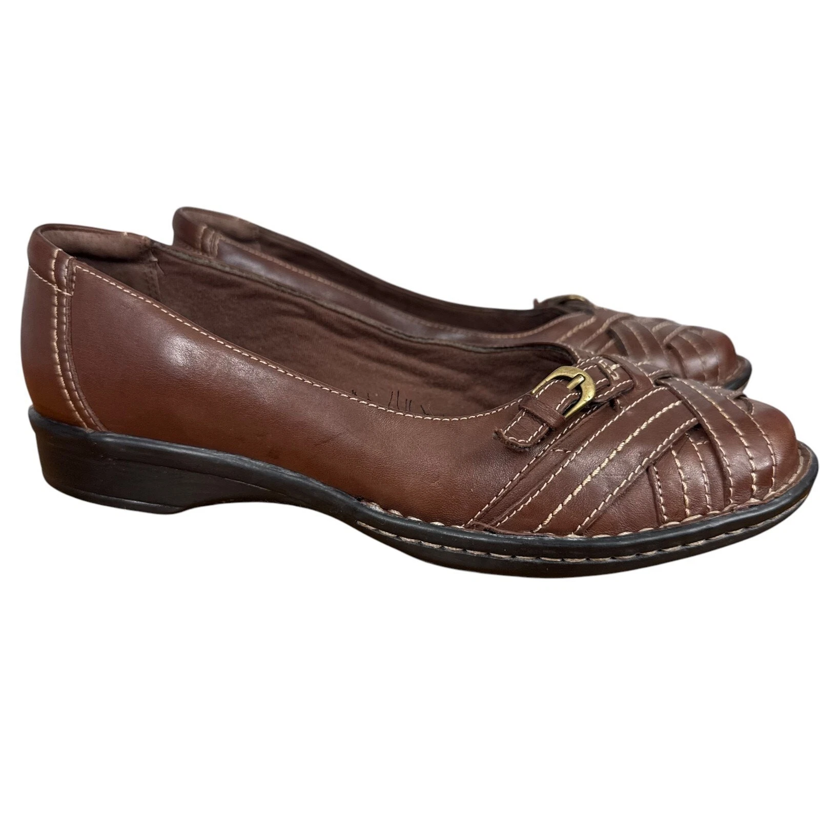 Mocassini casual Clarks Bendables donna pelle marrone scarpe comode slip on taglia 7