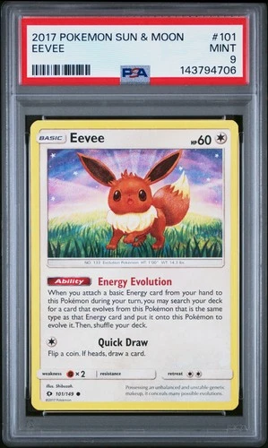 2017 POKEMON SUN & MOON #101 EEVEE PSA 9
