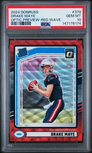 2024 Donruss Optic Preview Drake Maye Red Wave Rated Rookie #379 PSA 10 Gem
