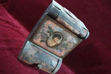 * ANTIQUE GENERAL STORE BAKING POWDER BIN COUNTER TOP ADVERTISING TOC SURVIVOR *