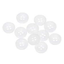10pcs Resin Sewing Buttons 1/2" Round Flat 4-Hole Craft Buttons White