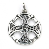 KettenanhäNger Keltenkreuz Knoten 925 Silber Oxidiert 3,5Cm Rund Amulett