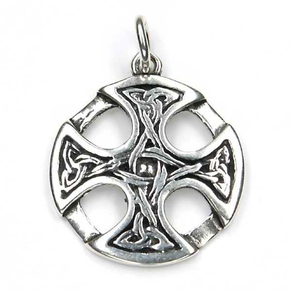 KettenanhäNger Keltenkreuz Knoten 925 Silber Oxidiert 3,5Cm Rund Amulett-image