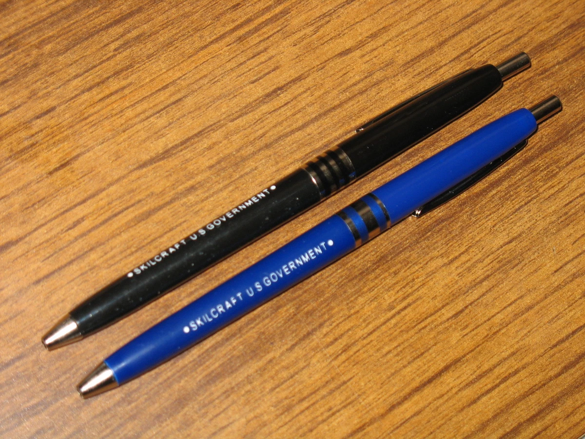 NEW 2 Skilcraft US Government 1 Black 1 Blue Ballpoint Ball Point PENS