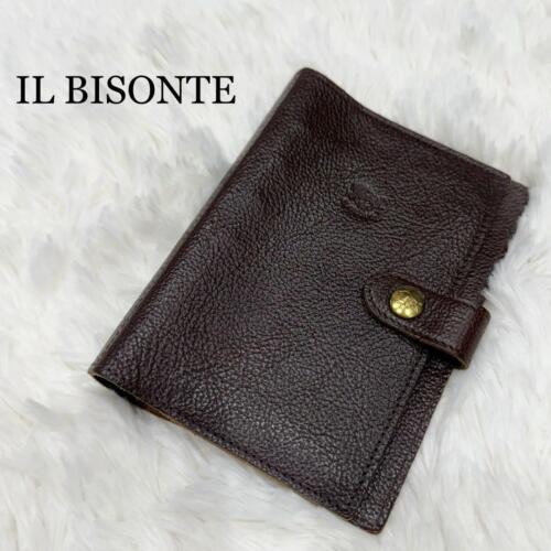 IL BISONTE Notebook Cover 6 Holes Dark Brown Leather No Accessories Used - Afbeelding 1 van 6