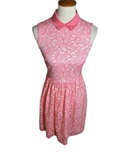 Betsey Johnson Pink Preppy Dress With Peter Pan Collar. Size 2
