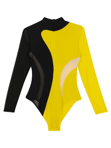Women Rhinestone Gymnastics Dance Leotard Bodysuit Long Sleeves Skating Costume - Picture 96 of 112