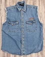 Sturgis 2005 Bike Week Cut Off Sleeveless Button Up Vest Denim Size XL
